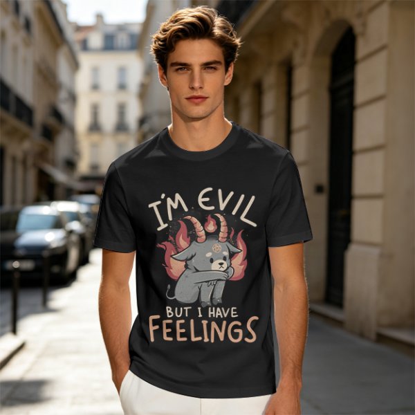 I'm Evil But I Have Feelings Cute Demon Goat Graphic T-Shirt