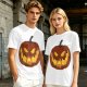 Olive Green T-Shirt With Scary Jack O' Lantern Pumpkin Print