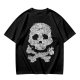 Olive T-shirt with Detailed Skull and Crossbones Graphic