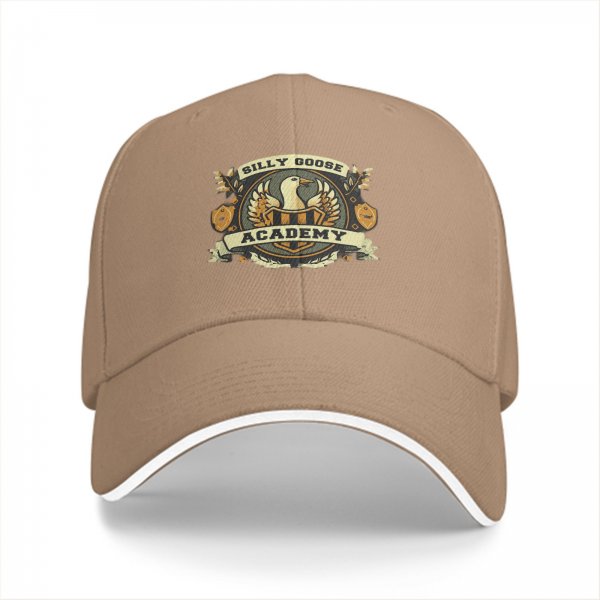 Black Baseball Cap With Silly Goose Academy Emblem Design