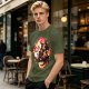 Olive T-Shirt with Halloween Axolotl Candy Corn Art