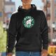 Black Hoodie With I Love Cats And Coffee Cat In Cup Graphic