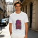 Olive T-Shirt with Purple Sunset Boat Scene Graphic
