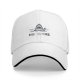 Black baseball cap with shark graphic and 'NO' text print