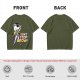 Olive graphic t-shirt with cat Freddie Mercury 'Don't Stop Meow' print