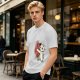 Olive T-Shirt With Cute White Cat Hugging Anatomical Heart Print