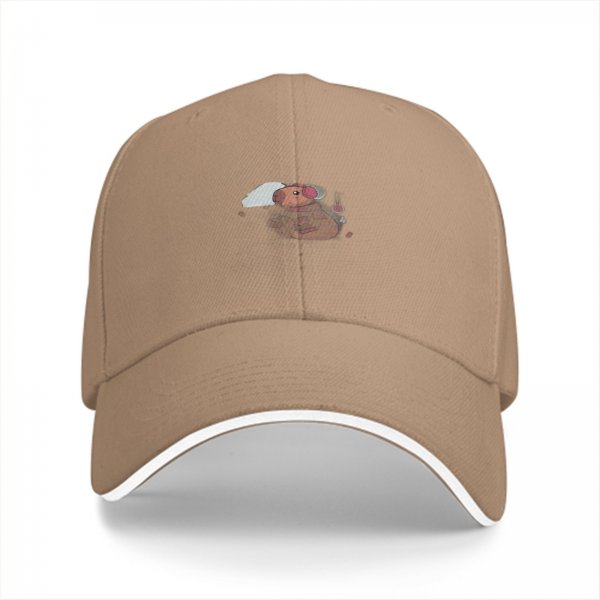 Black Baseball Cap With Cute Cartoon Bird Print