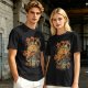 Olive T-shirt with Monster Burger and Japanese Graphic Print