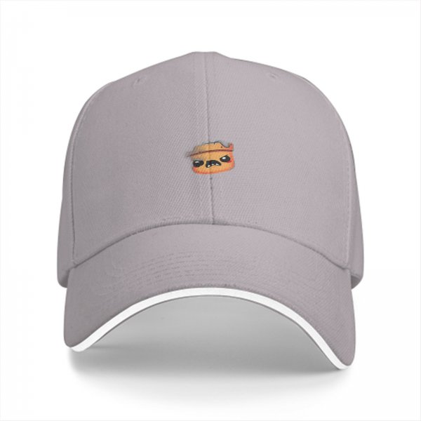 Black baseball cap with small angry pot character graphic
