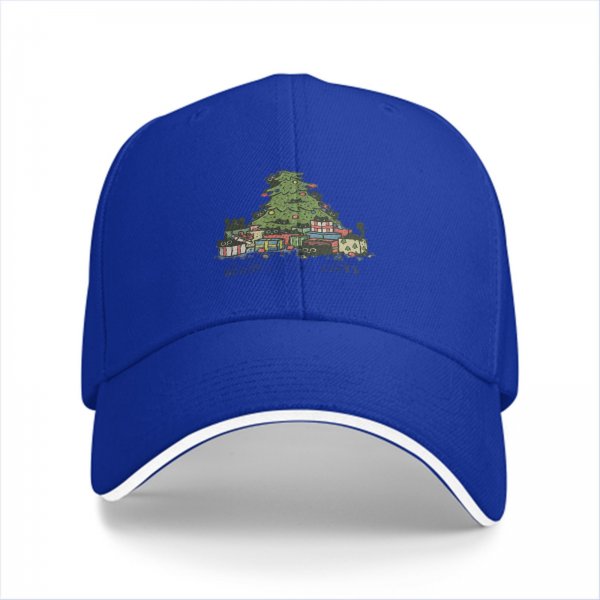Black Baseball Cap With Christmas Tree And Gifts Festive Design
