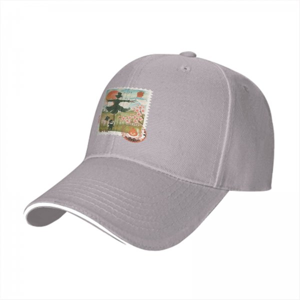 Black Baseball Cap with Howl's Moving Castle Scarecrow Stamp Art