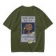 Olive green t-shirt with E.T. phone home graphic print