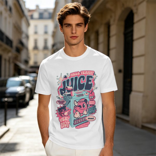 Olive t-shirt with retro hot juice devil graphic print