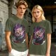 Olive T-shirt with One Piece Roronoa Zoro Three Sword Style Print