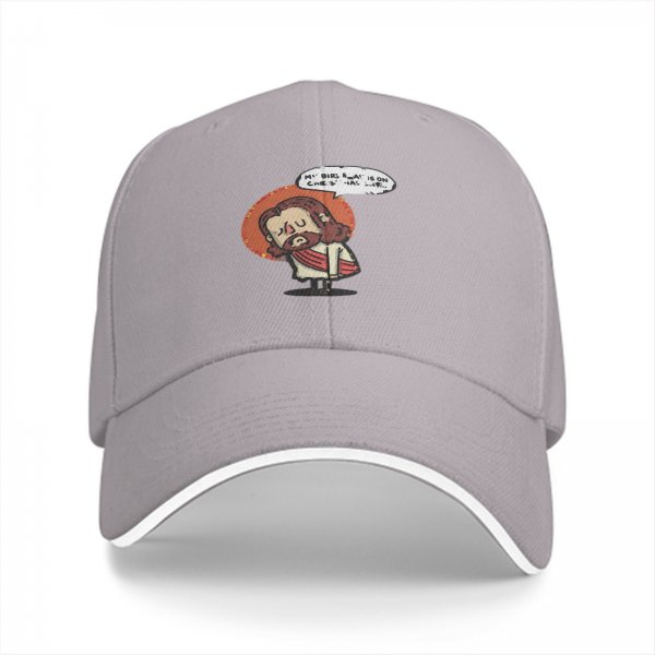 Black Baseball Cap With Cute Cartoon Jesus Graphic And Speech Bubble