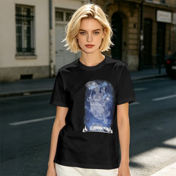 Olive T-Shirt With Constellation Totoro Starry Night Print
