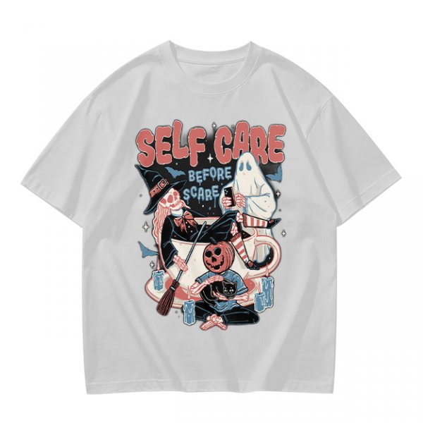 Self Care Before Scare Halloween Themed Graphic T-Shirt