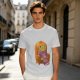 Olive Green T-Shirt with Cozy Frog in Pumpkin Hat Graphic
