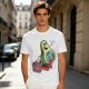 Olive T-Shirt with Cartoon Avocado Globe Travel Print