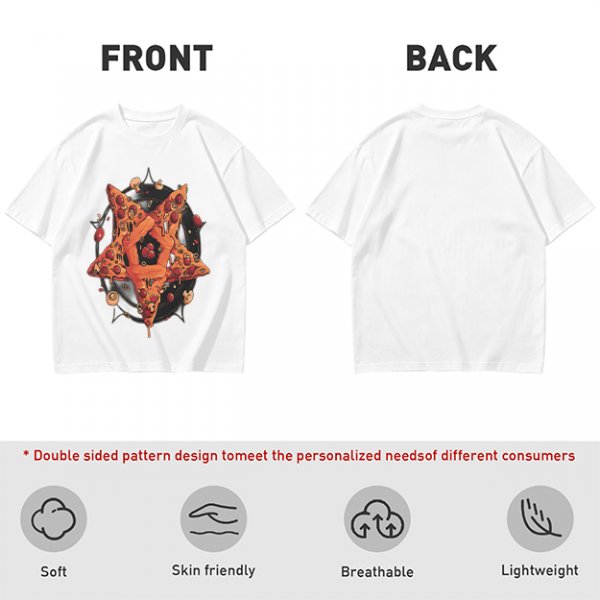 Olive T-Shirt With Pizza Pentagram Graphic Design