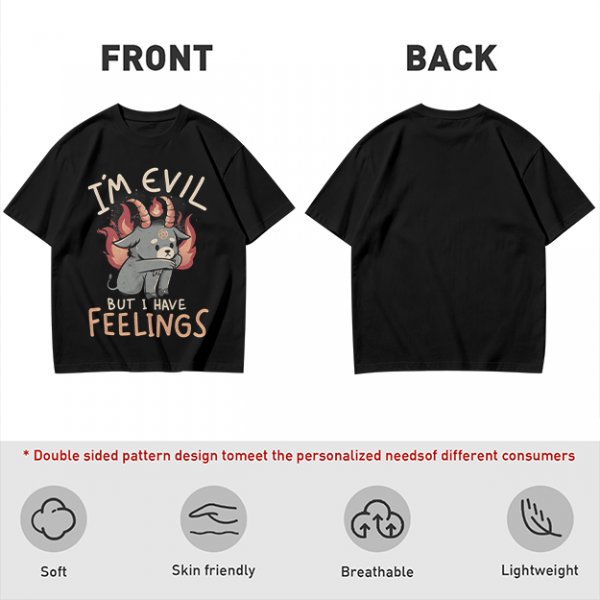 I'm Evil But I Have Feelings Cute Demon Goat Graphic T-Shirt