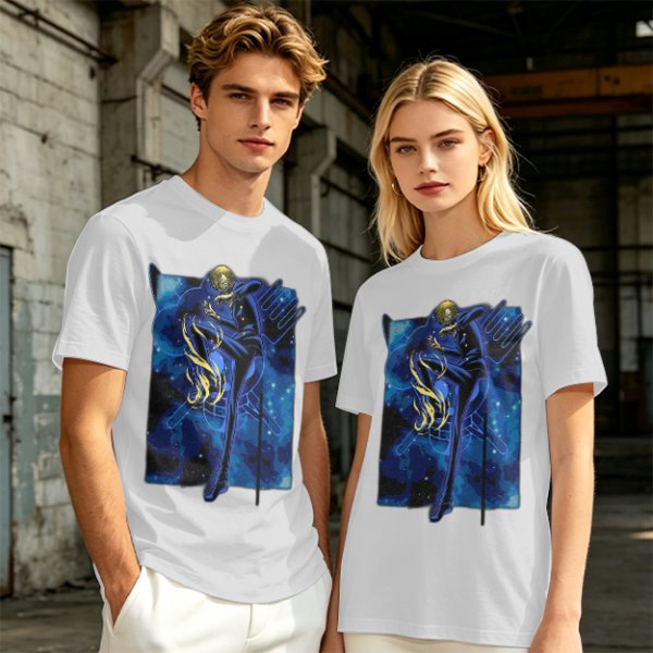 Olive T-Shirt with Cosmic Anime Character Graphic Print