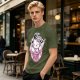 Olive t-shirt with muscular Hello Kitty graphic and 'I Took The Stairs' text
