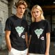 Olive T-Shirt With Tired Vampire Holding Bat Mug Graphic