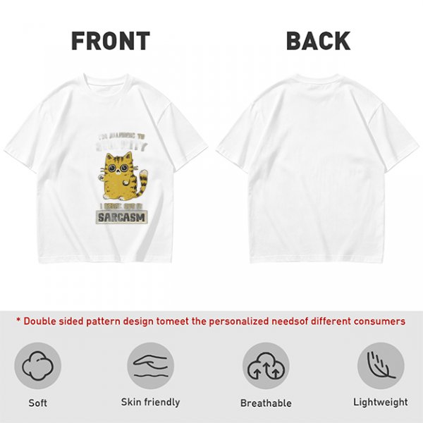 Olive Graphic T-Shirt With Sarcasm Cat Print