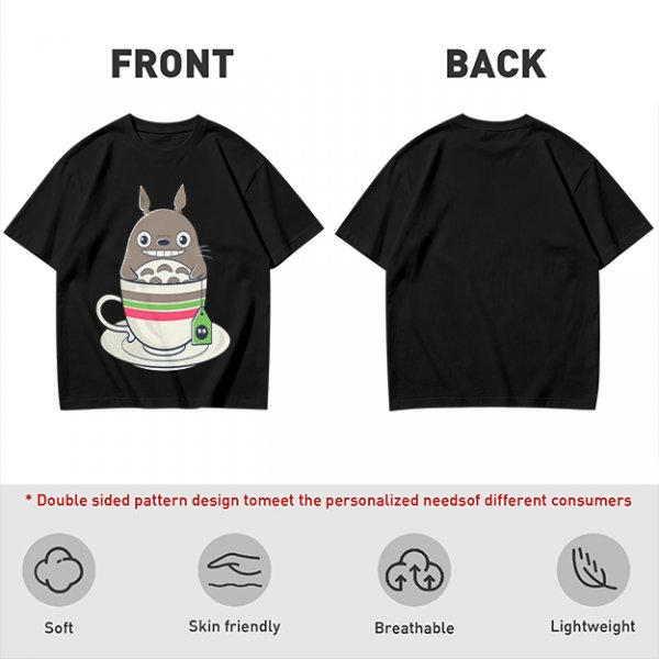 Totoro in Teacup Graphic Olive T-Shirt