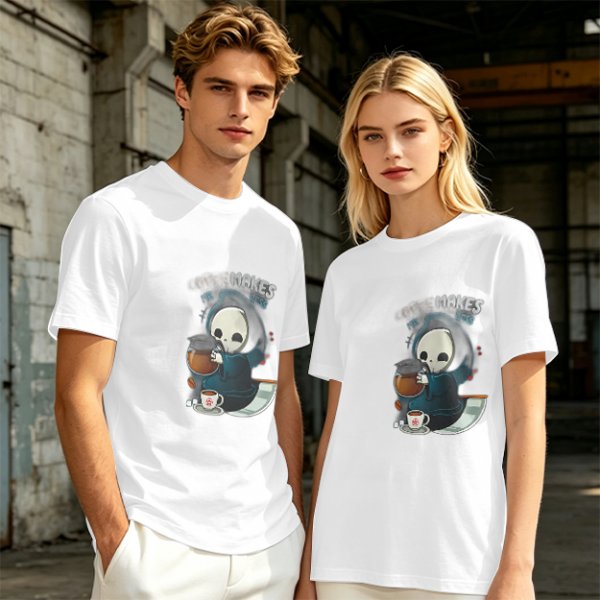 Cute Grim Reaper Coffee Lover Graphic T-Shirt
