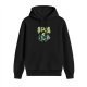 Black hoodie with pixel art character and water ripples graphic