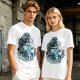Olive T-shirt with Waterbender Character and Wave Art Print