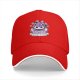 Black baseball cap with purple wizard cat and dice graphic