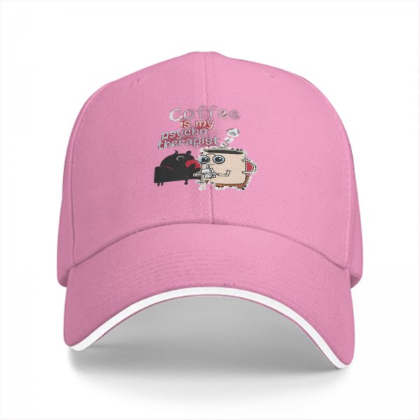 Coffee is my psychotherapist black baseball cap with cartoon print
