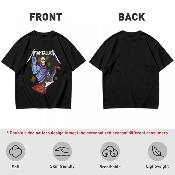 Olive T-Shirt With Skeletor Rock Guitarist Graphic Print
