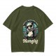 Olive graphic tee with sarcastic hungry opossum in sunglasses