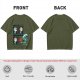 Olive Graphic Tee With Alien Stress Headache Themed Art
