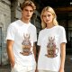Olive t-shirt with cute Baphomet coffee magic print