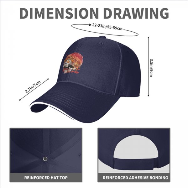 Black Baseball Cap With Ramen Skull Graphic Print