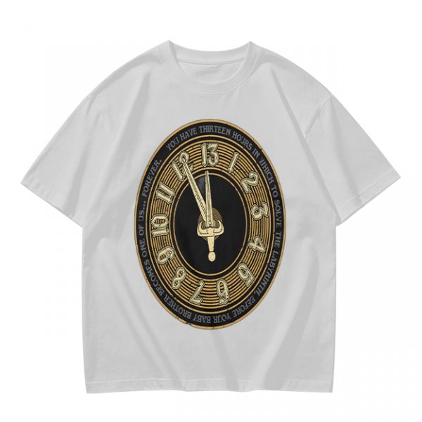 Olive T-Shirt With Thirteen Hour Clock Design