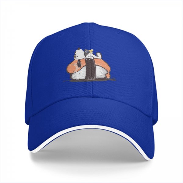 Black Baseball Cap With Snoopy Shrimp Sushi Graphic