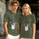 Olive graphic t-shirt with Trash Club raccoon and panda in trash can print