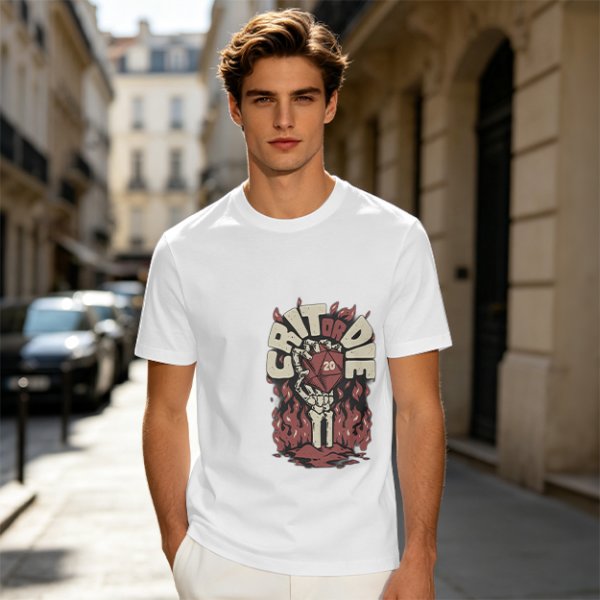 Olive Dungeons and Dragons Crit or Die Skeleton Hand D20 T-Shirt