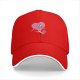 Black baseball cap with sad running pink heart graphic