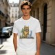 Olive T-Shirt With Mad Scientist Cat Chemistry Lab Print
