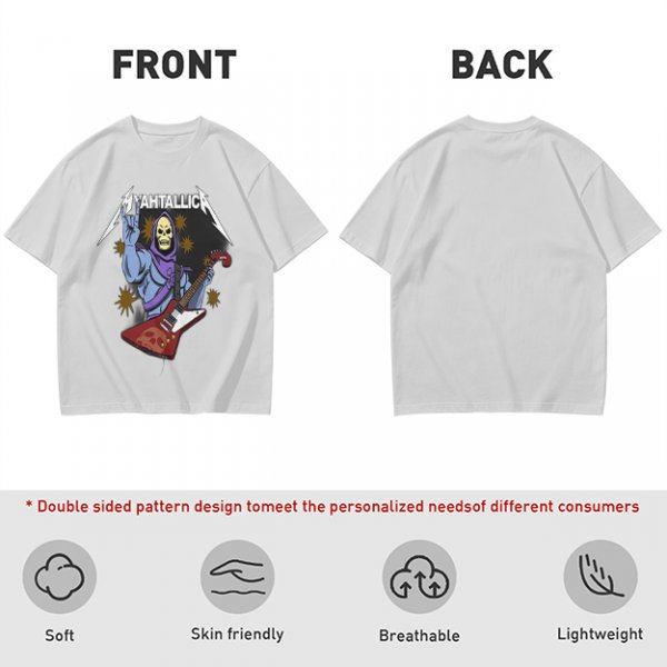 Olive T-Shirt With Skeletor Rock Guitarist Graphic Print