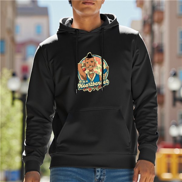 Black hoodie with Sokka 'I'm a Heartbender' Avatar: The Last Airbender print