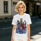 Olive T-shirt with Villainous Cartoon Character Group Print