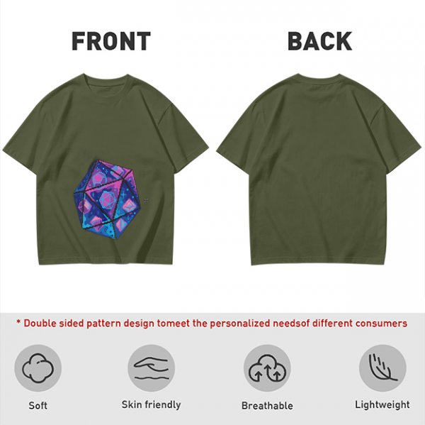 Olive T-Shirt With Galaxy D20 Dice Graphic